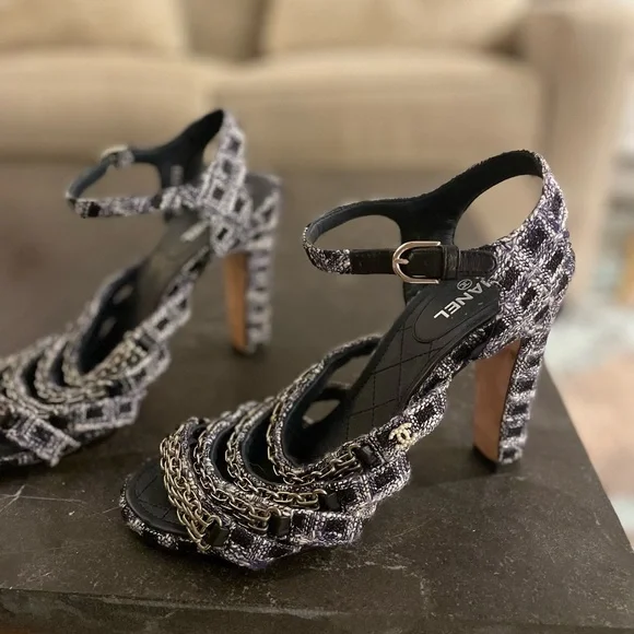CHANEL デニム クロスストラップミュール CHANEL デニム クロスストラップミュール